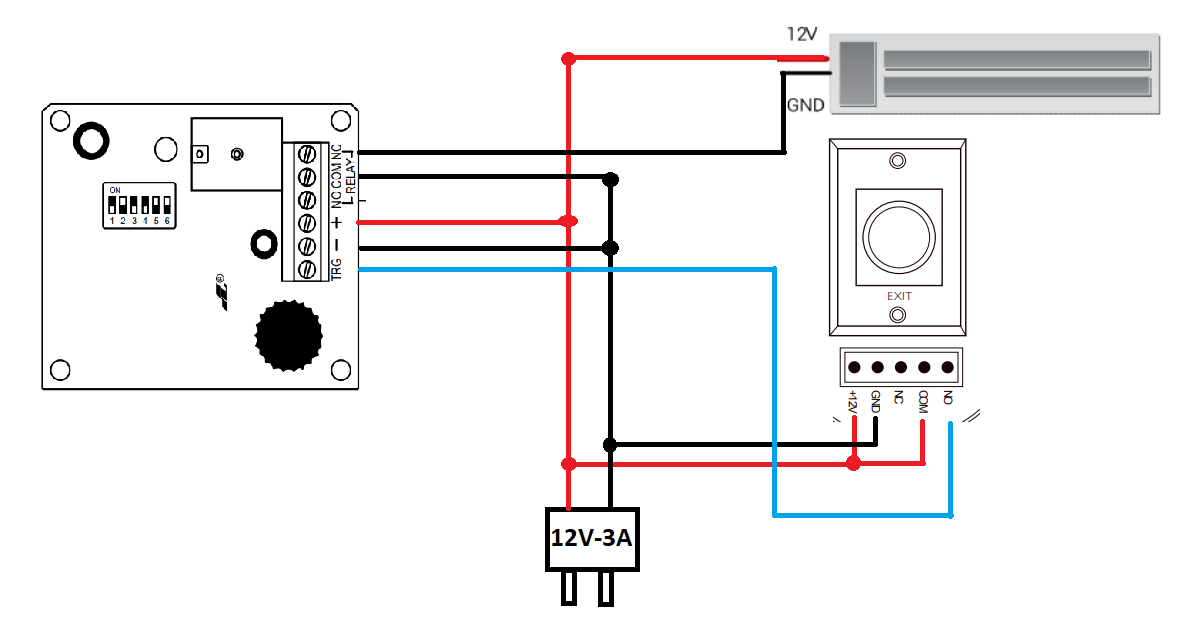 Diagrama de conexión de un botón no touch, un temporizador y un