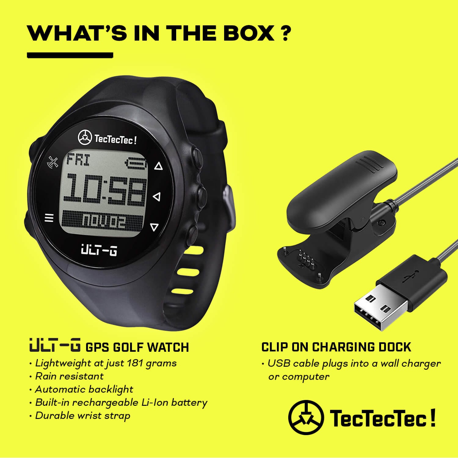 Golf Watch TecTecTec ULT-G with GPS - 38000 courses - No subscription