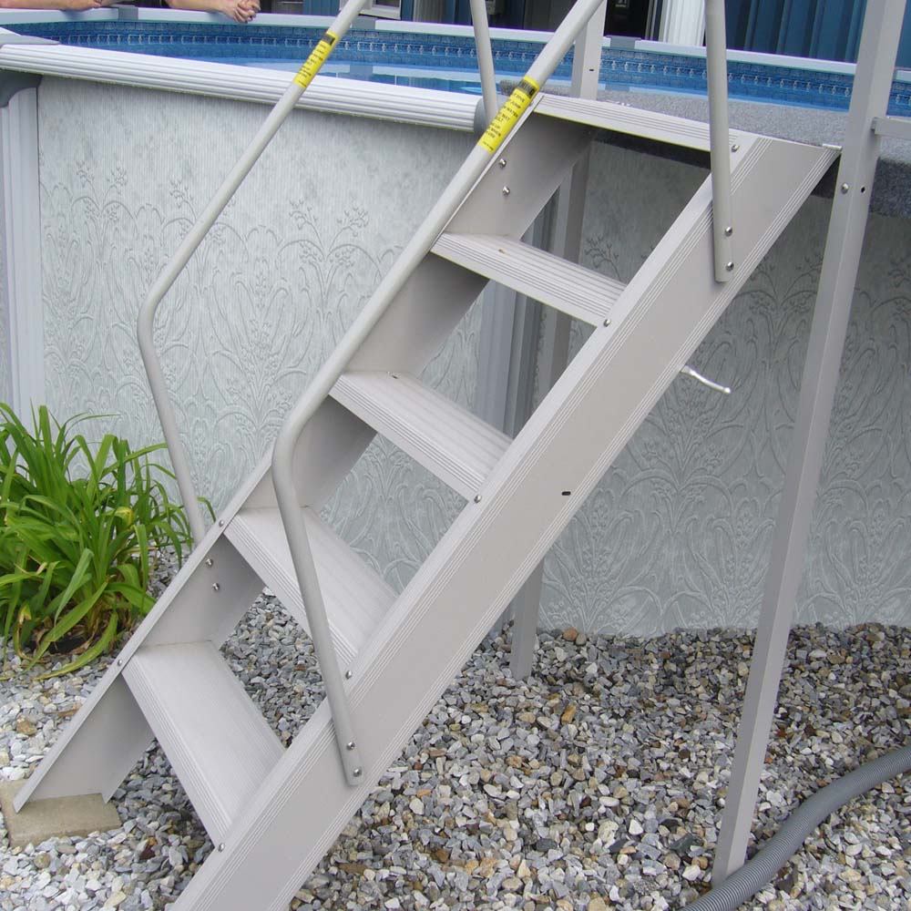 Wide Steps Ground to Deck Aluminum Swing Up Ladder