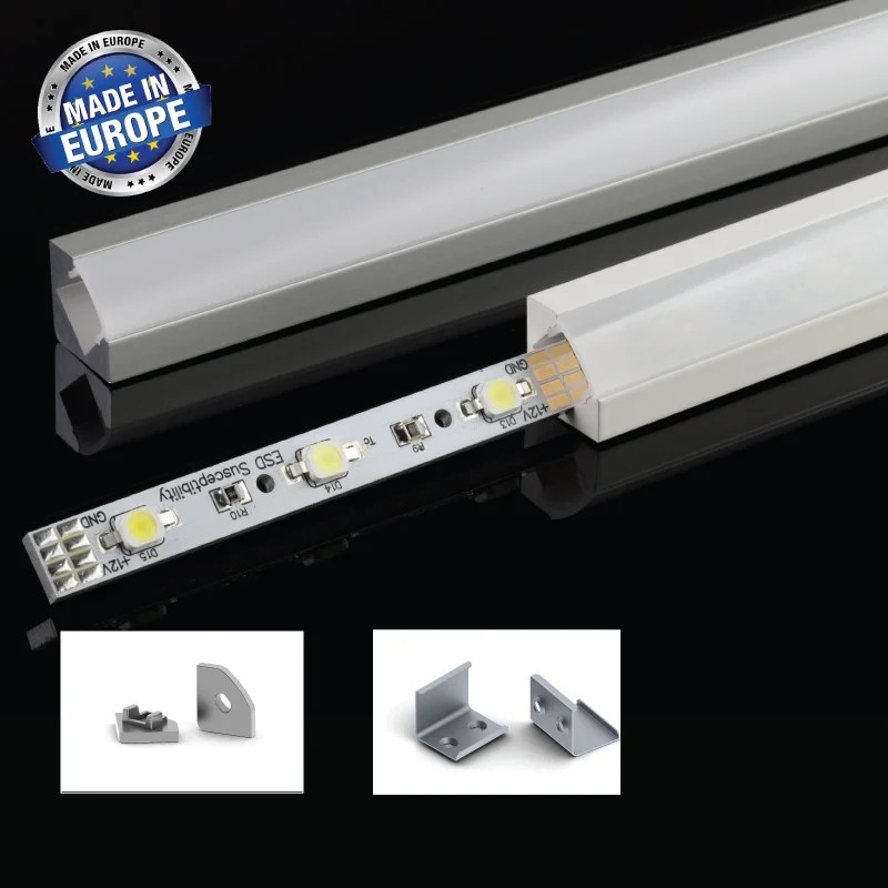 Led List Växter Aluminium LEDlist 45°, 2 meter Led belysning TEDSON Ledbelysning