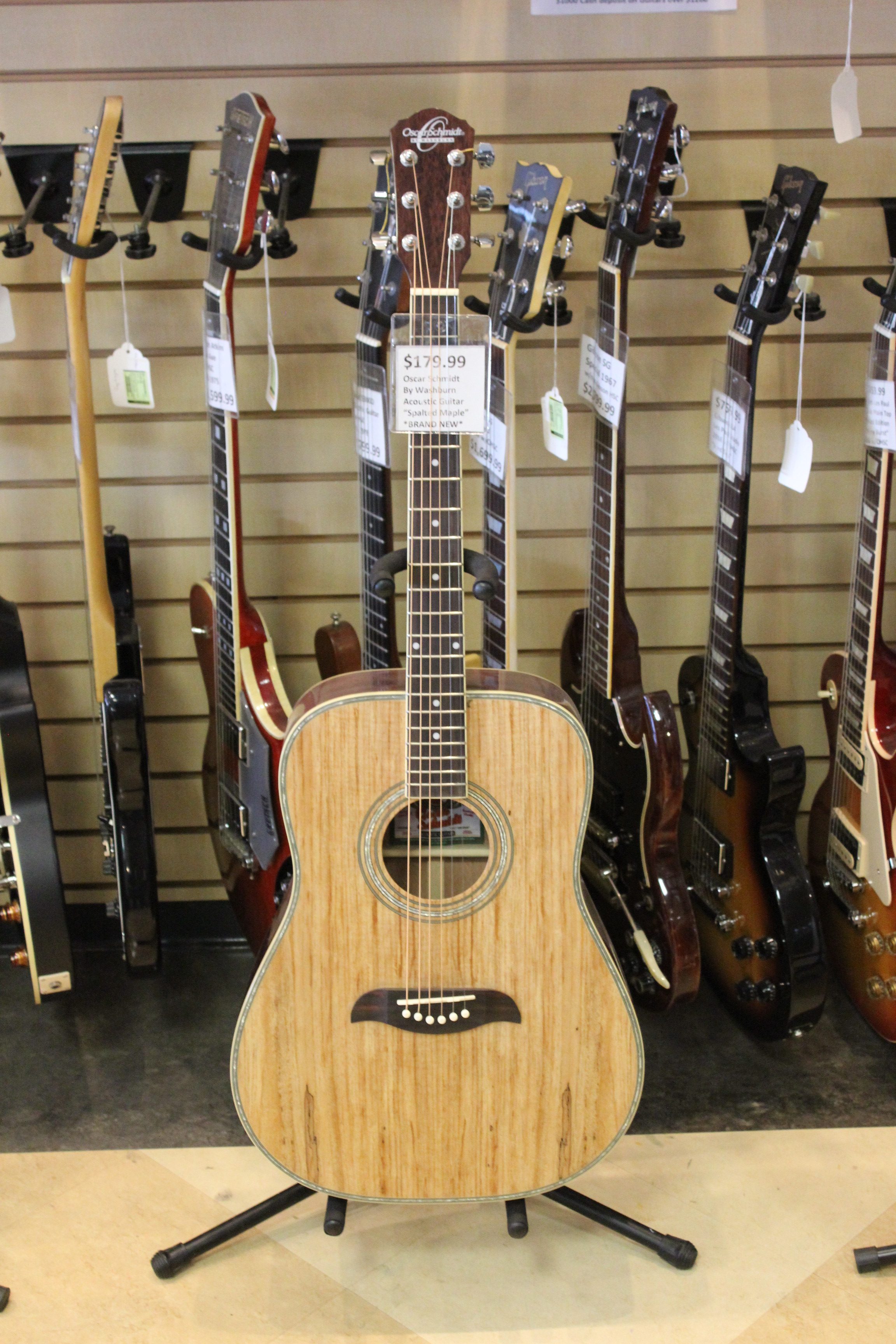 Oscar Schmidt by Washburn Spalted Maple Acoustic Guitar NEW Ted's