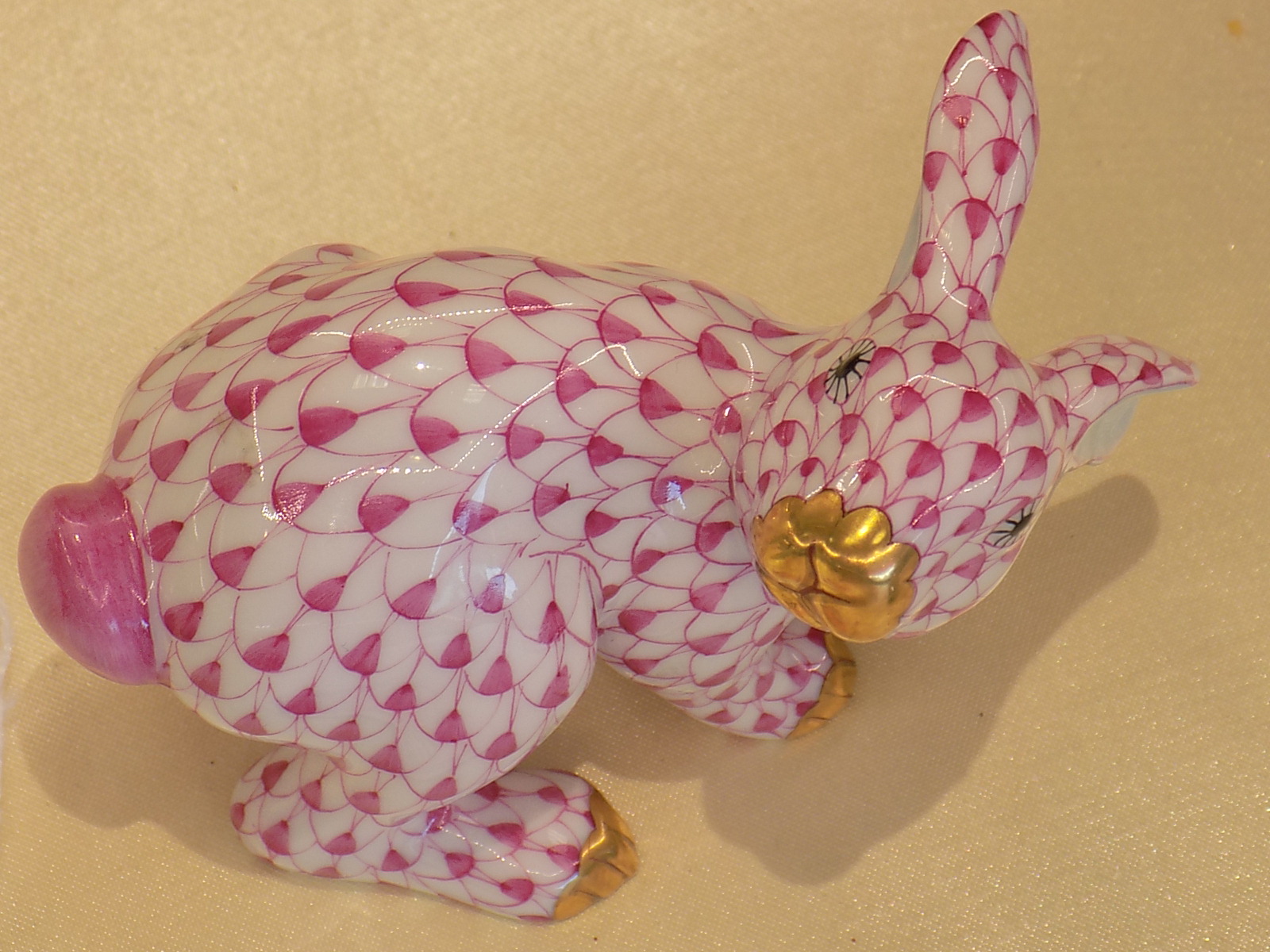 Herend 15452 Pink Running Rabbit Porcelain Figurine Ted's