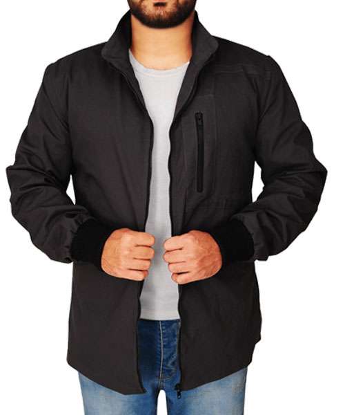 Men's Cotton Grey Ribbed Cuffs Jacket