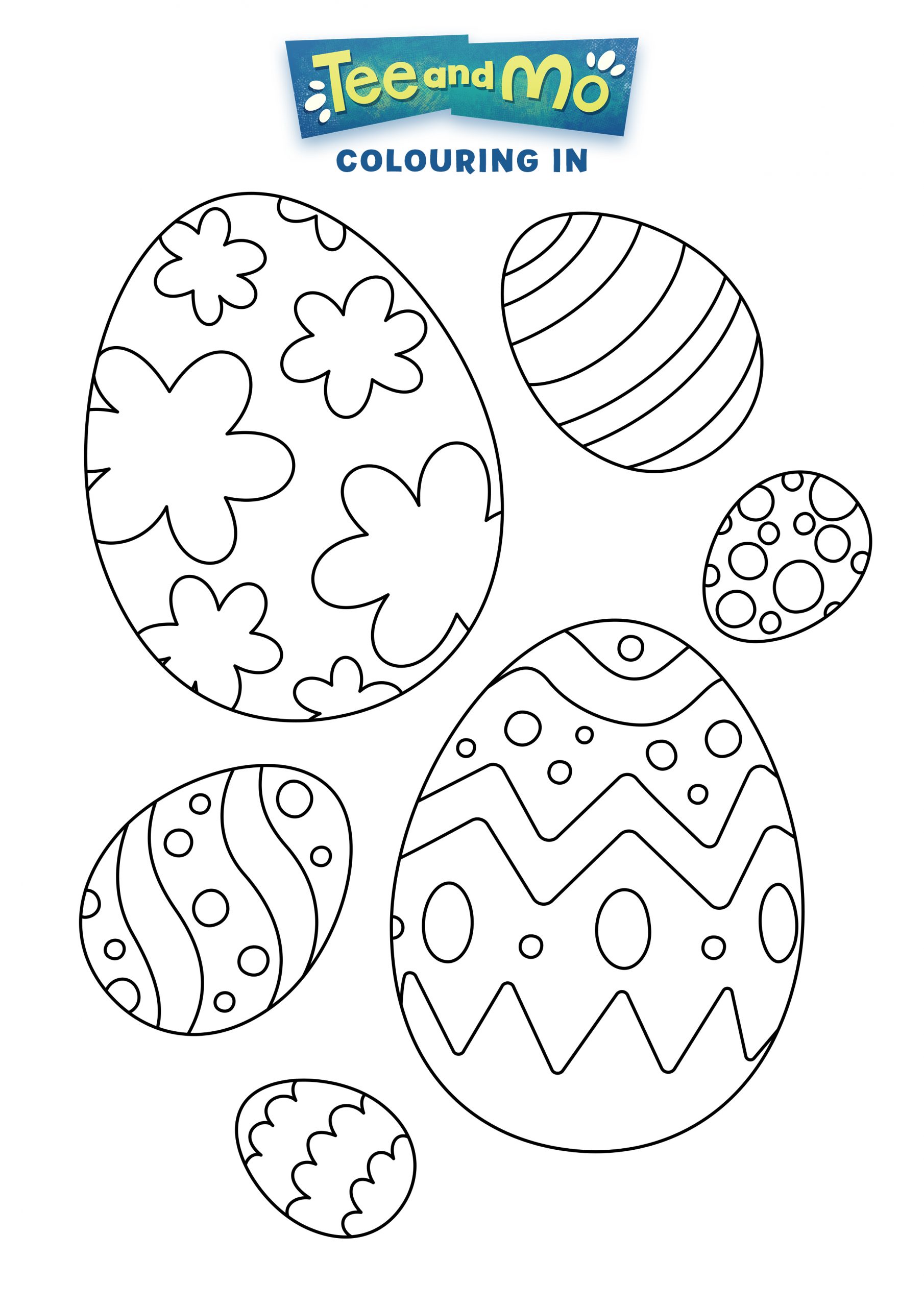 Tee and Mo Easter Eggs Colouring Sheet