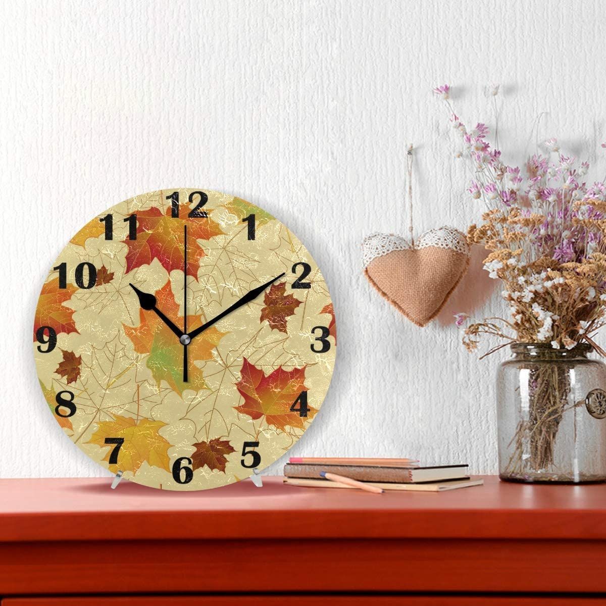 Maple Leaves Wall Clock Fall Decorative Wall Clock Teehall Live