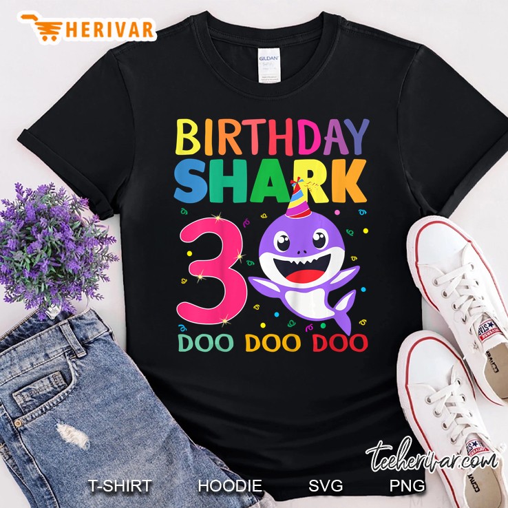 Kids Kids Baby Shark 3 Years Old 3Rd Birthday Doo Doo Shirt
