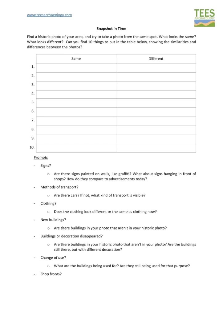 Activity and Colouring Sheets Tees Archaeology