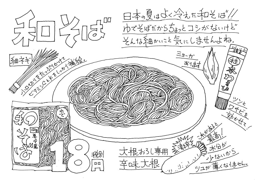 蕎麦の描き方と宣伝