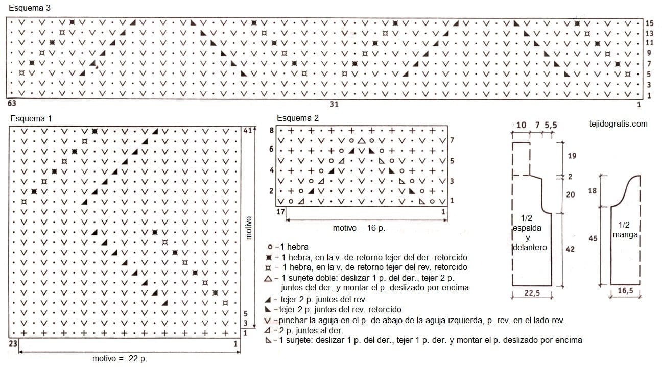 Sueter a falso punto inglés Patrones de Tejido Gratis