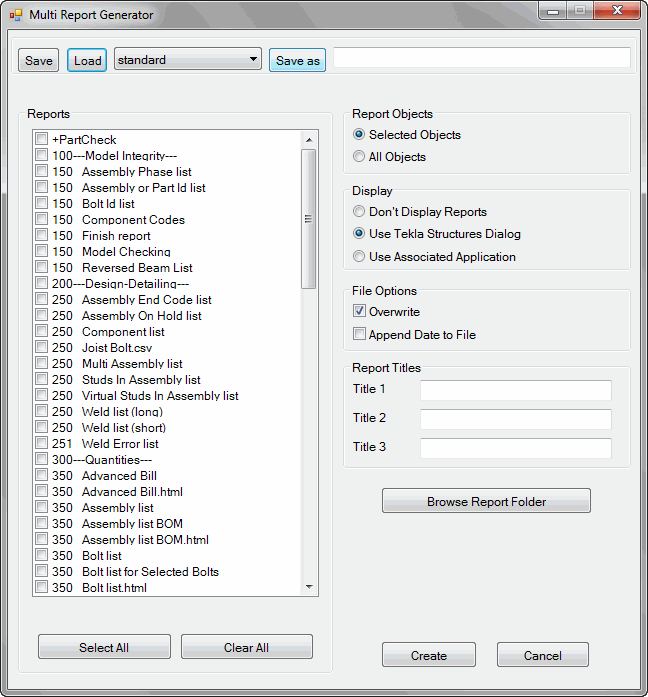 MultiReport Generator macro Tekla User Assistance