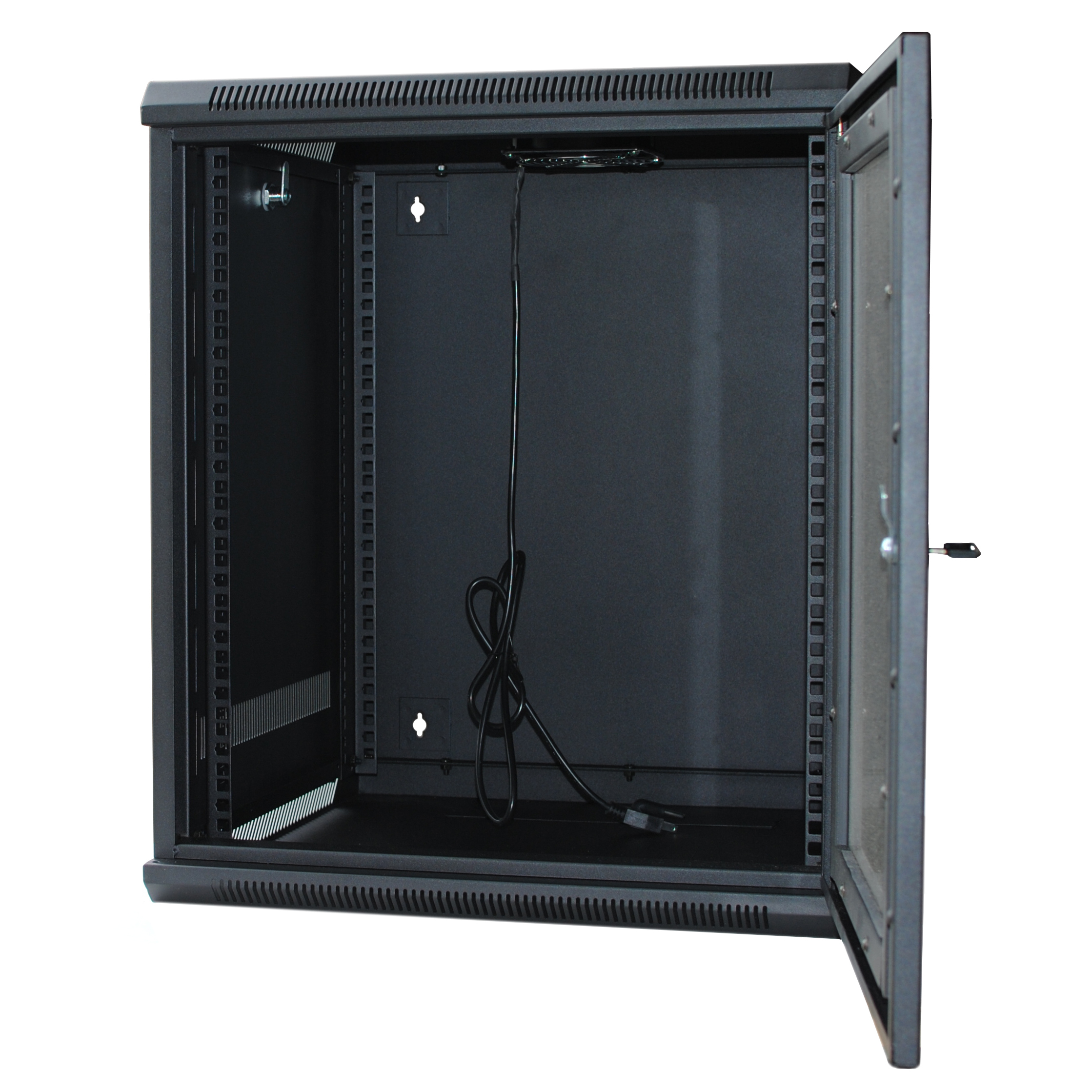 120057GX 12U Wall Mount Rack w/Locking Glass Door & Cooling