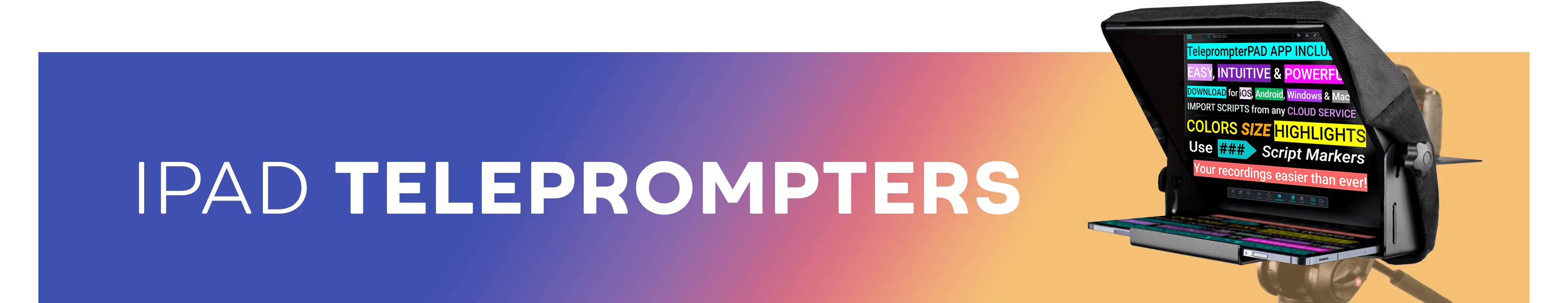 Tablet Teleprompter Compatible with iPad, Android, Windows & Mac