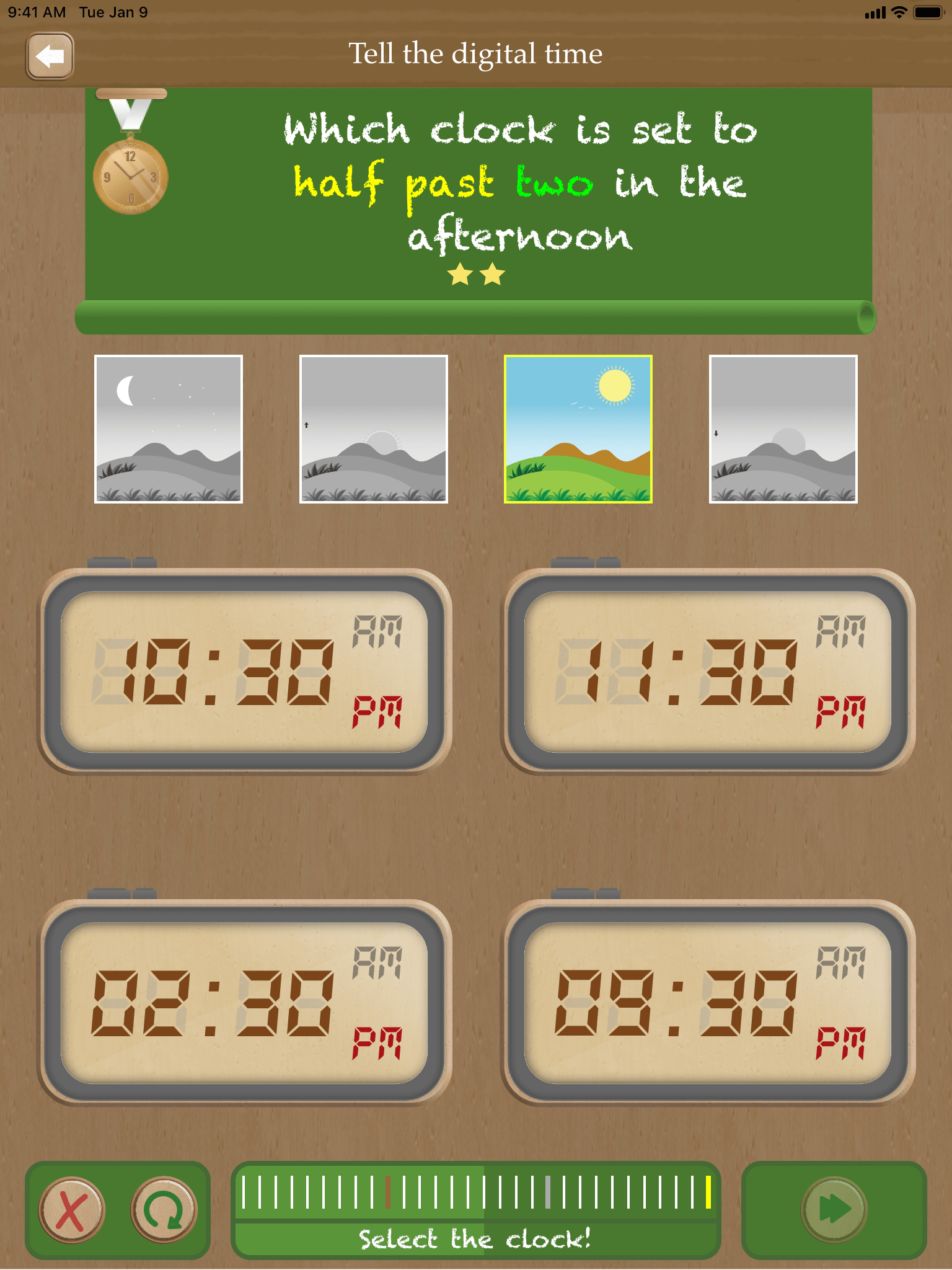 Set the clock telling time app