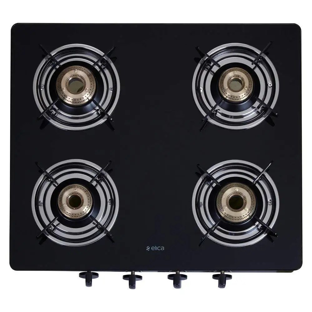 5) Elica Vetro Glass Top 4 Burner Gas Stove
