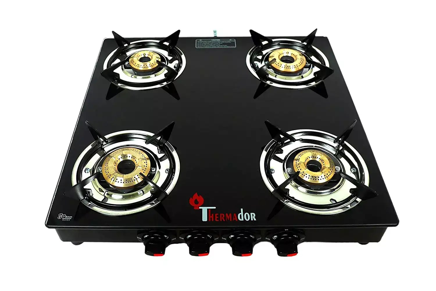 5) Thermador Toughened 4 Brass Burner Gas Stove