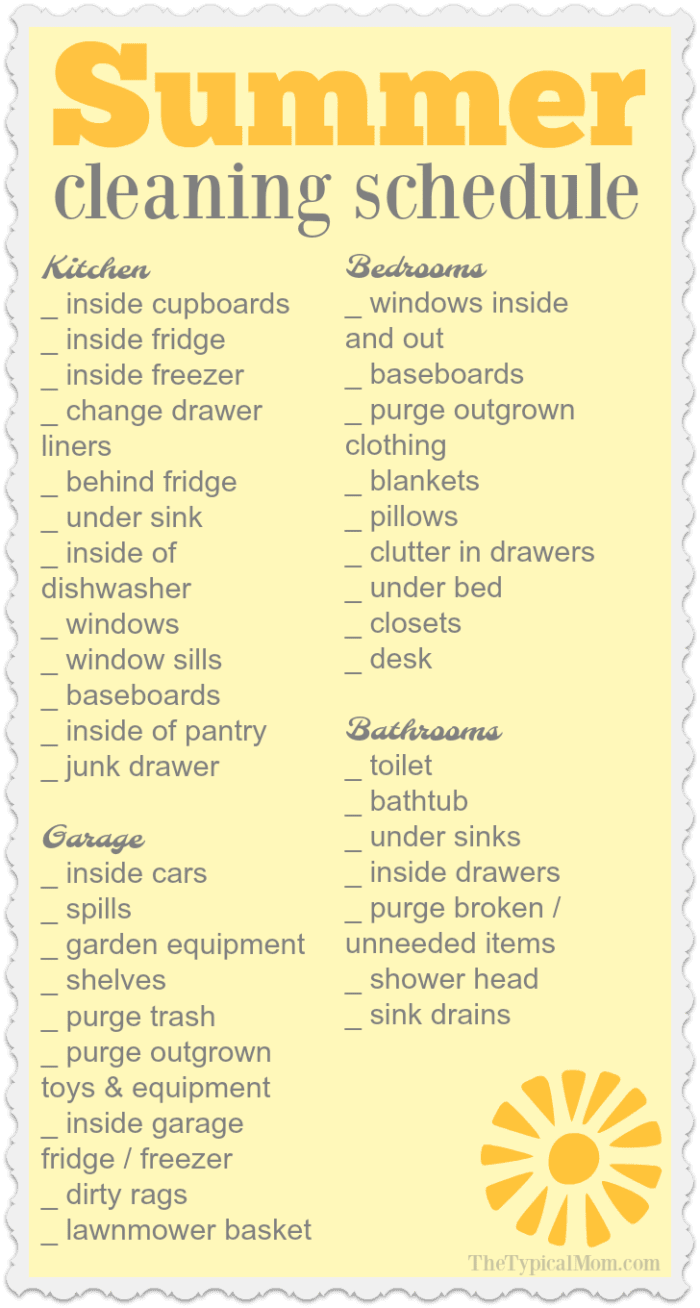 20 Summer Cleaning and Decluttering Checklists