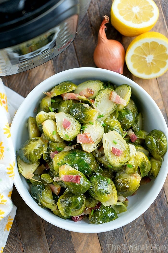 BEST Instant Pot Brussel Sprouts Steamed with Bacon