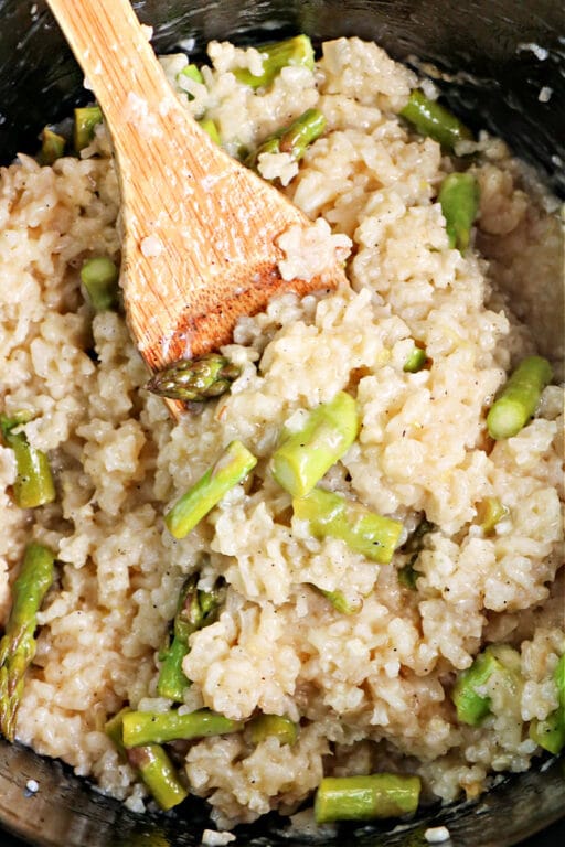 Slow Cooker Risotto Crockpot Risotto with Asparagus
