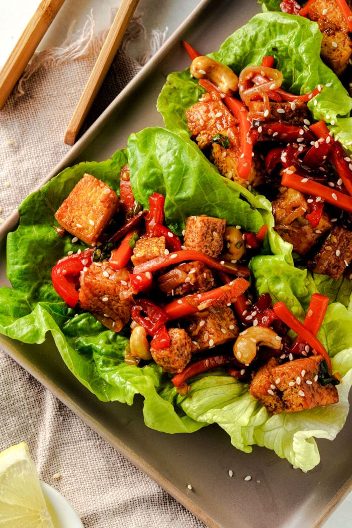 Teriyaki Tofu Lettuce Wraps Asian Lettuce Wraps Spicy or Mild