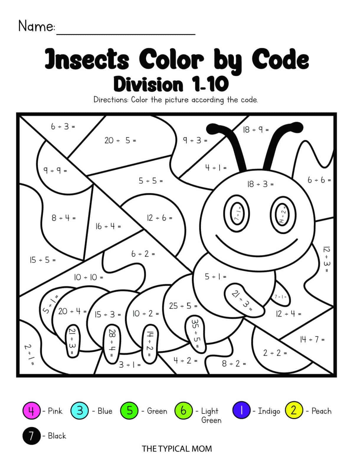 Free Division Color by Number - Math Division Coloring Pages PDF