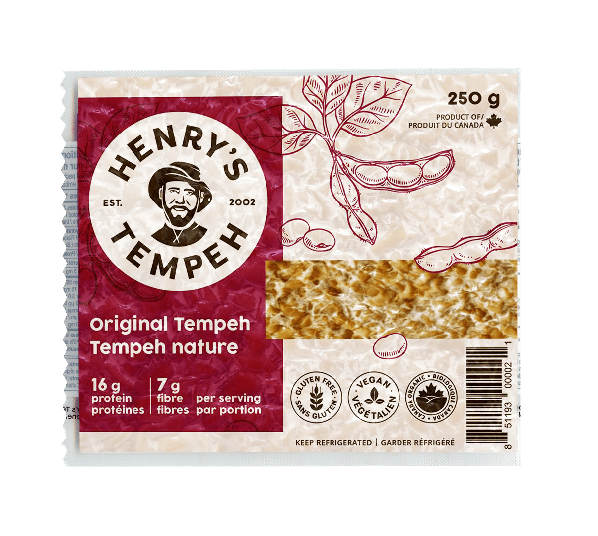 Henry's Tempeh Original Tempeh (12 pack case) Henry's Tempeh