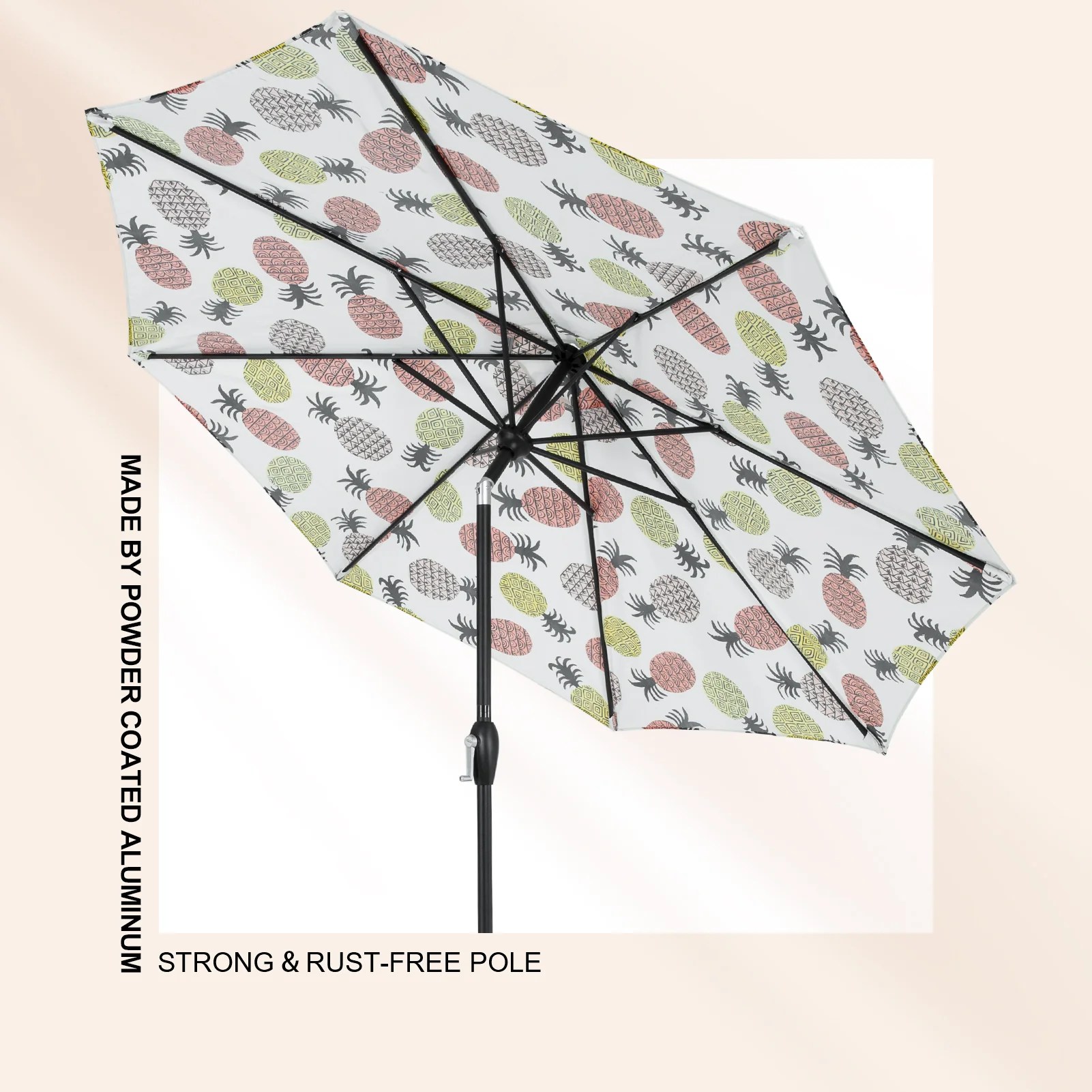 Tempera 9Ft Auto Tilt Flora Patio Umbrella PineApple Tempera Patio