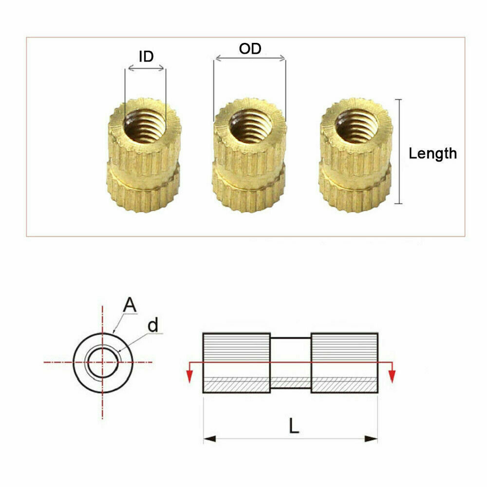 500pcs Knurl Nuts M2,M2.5, M3 Brass Thread Insert Copper Injection Plastic