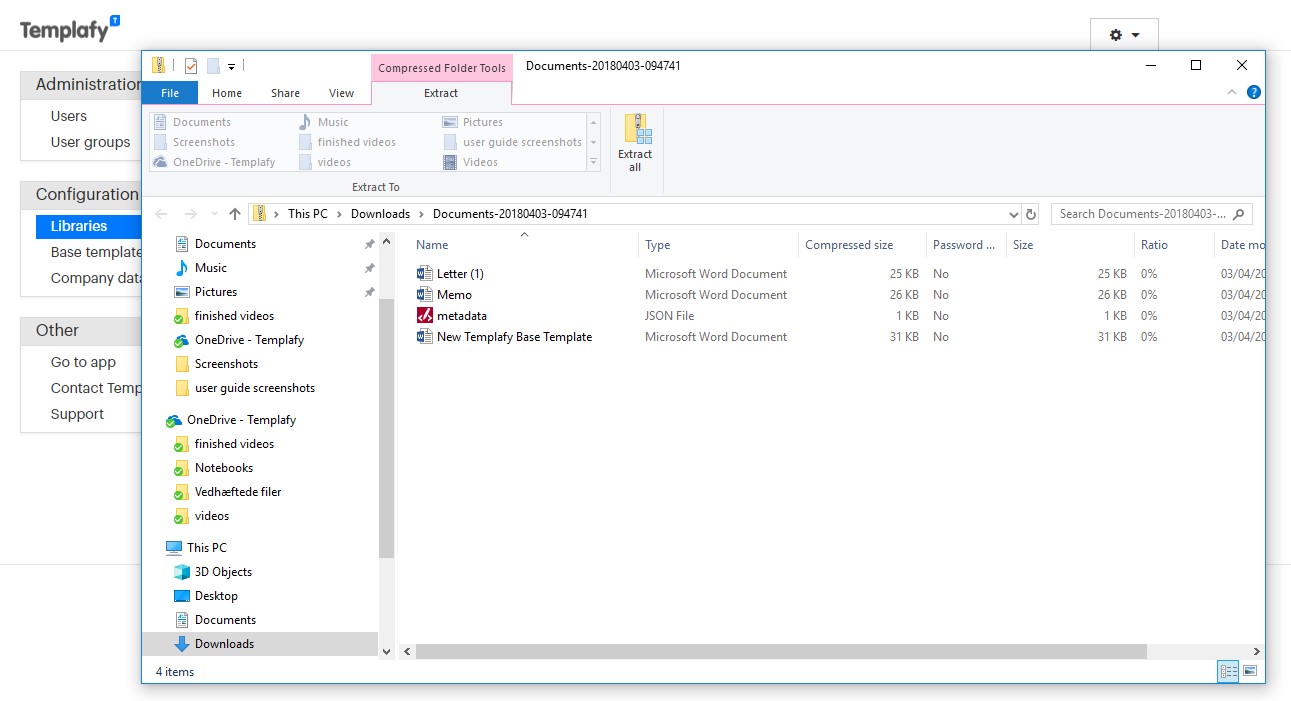 Downloading and uploading zip files Templafy One Help center