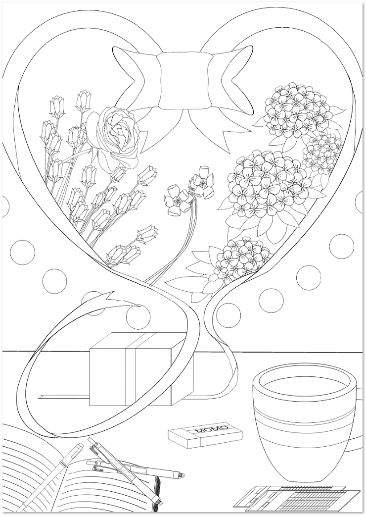 初心者・卒業をイメージした紫陽花の花の大人の塗り絵テンプレート 📑無料ダウンロード！テンプレルン