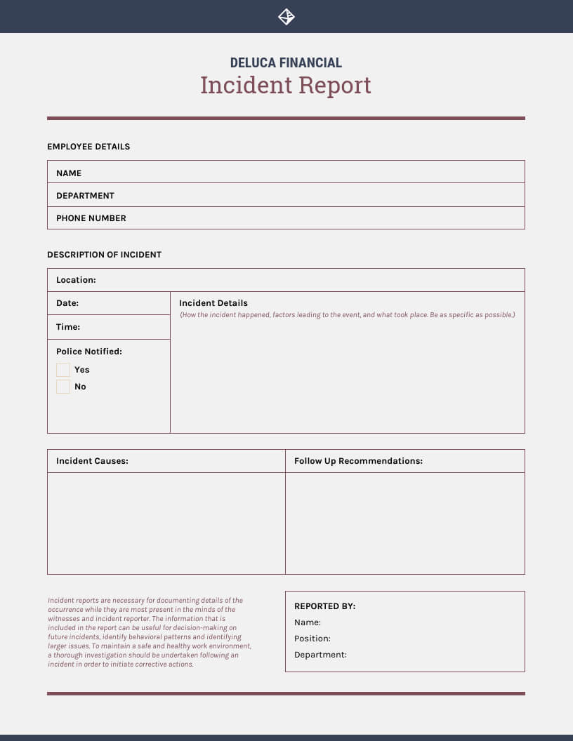 It Incident Report Template Professional Template
