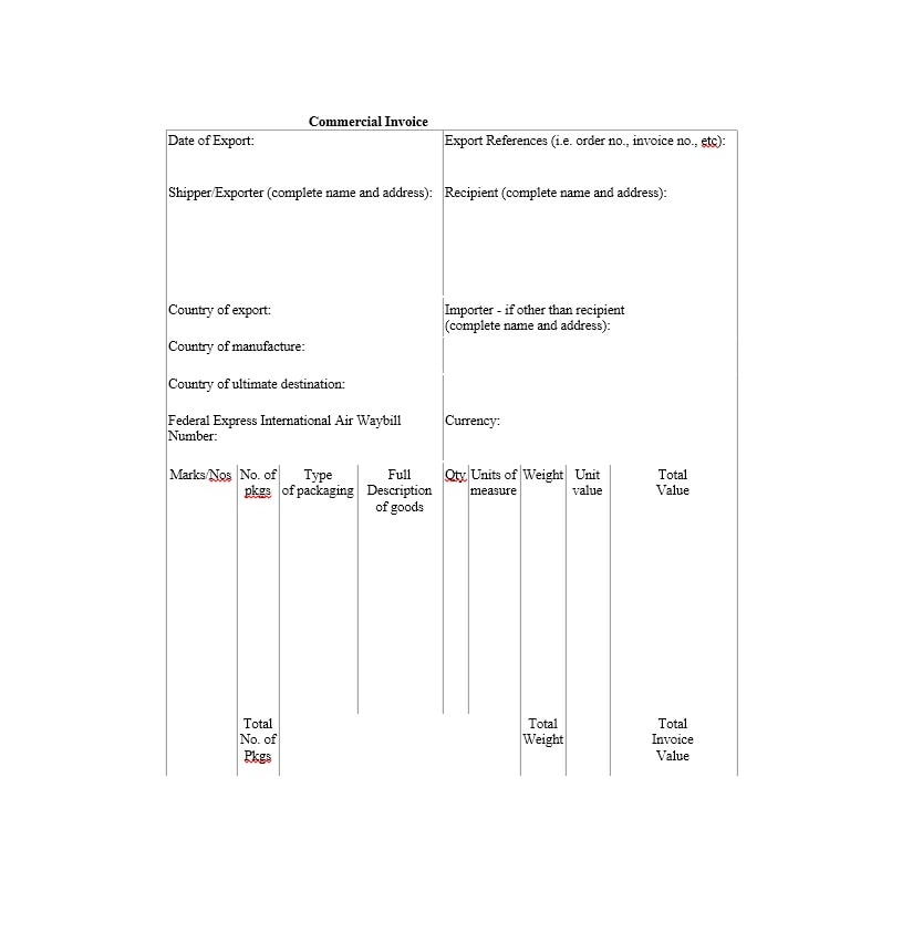44 Blank Commercial Invoice Templates [PDF, Word] TemplateArchive