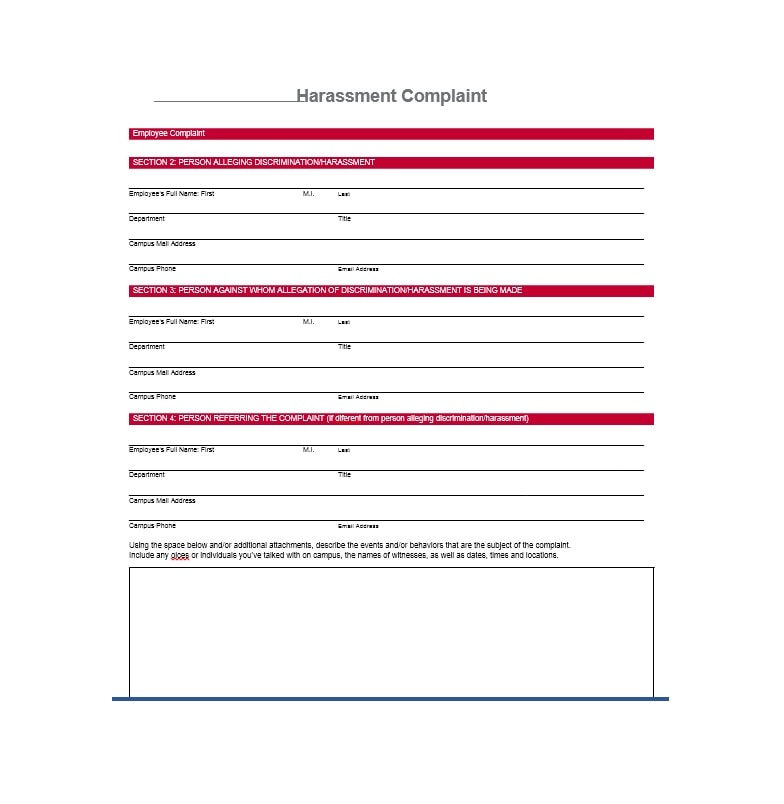 49 Employee Complaint Form & Letter Templates TemplateArchive