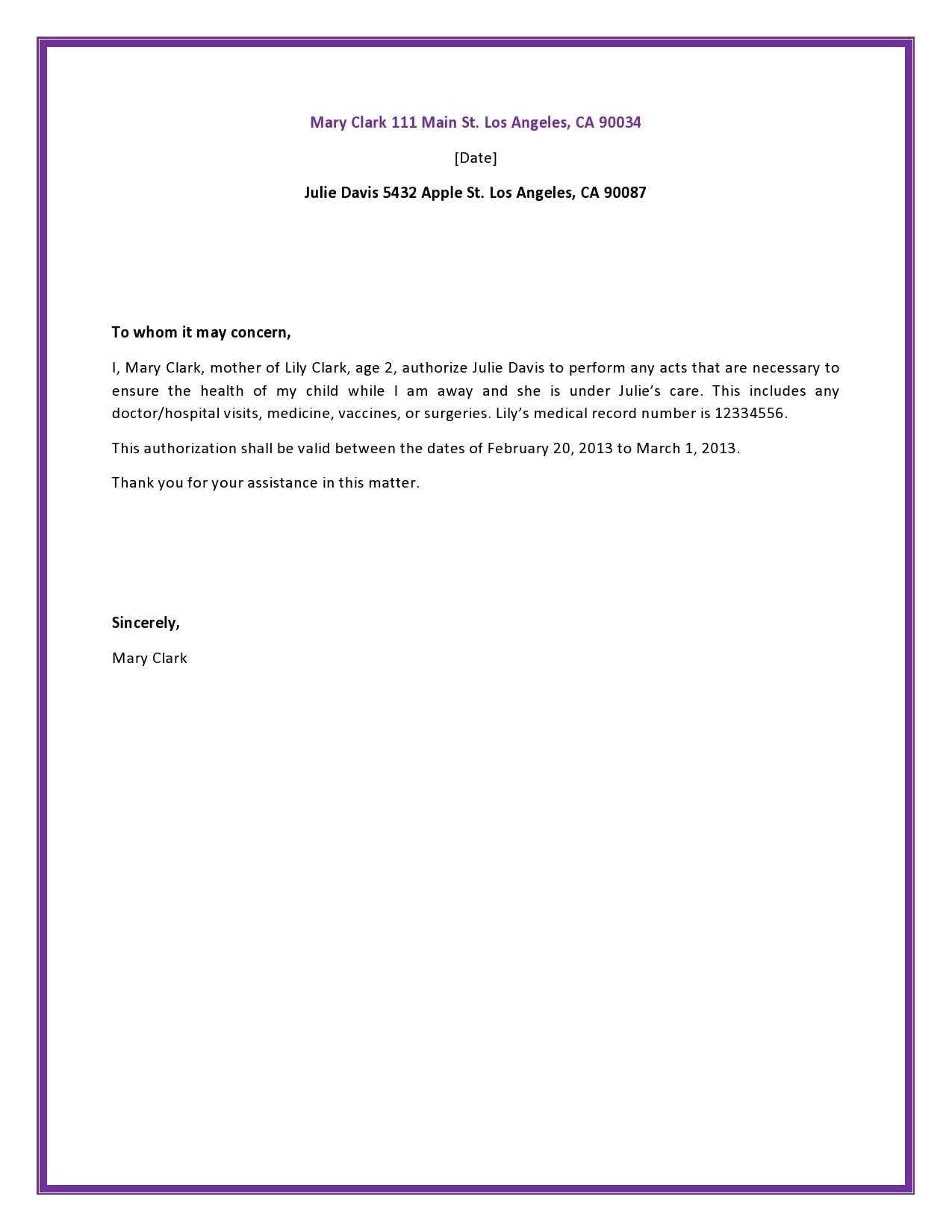 30 Great Authorization Letter Templates (Medical, Travel etc.)