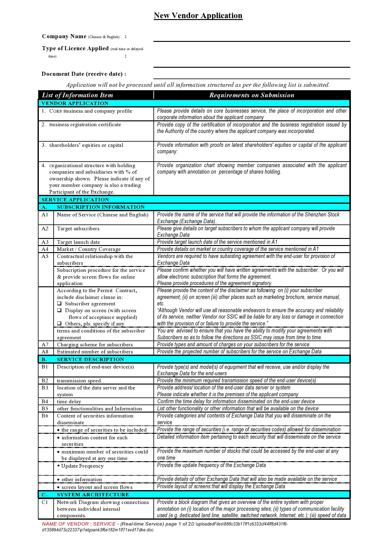 High School Registration Form Template