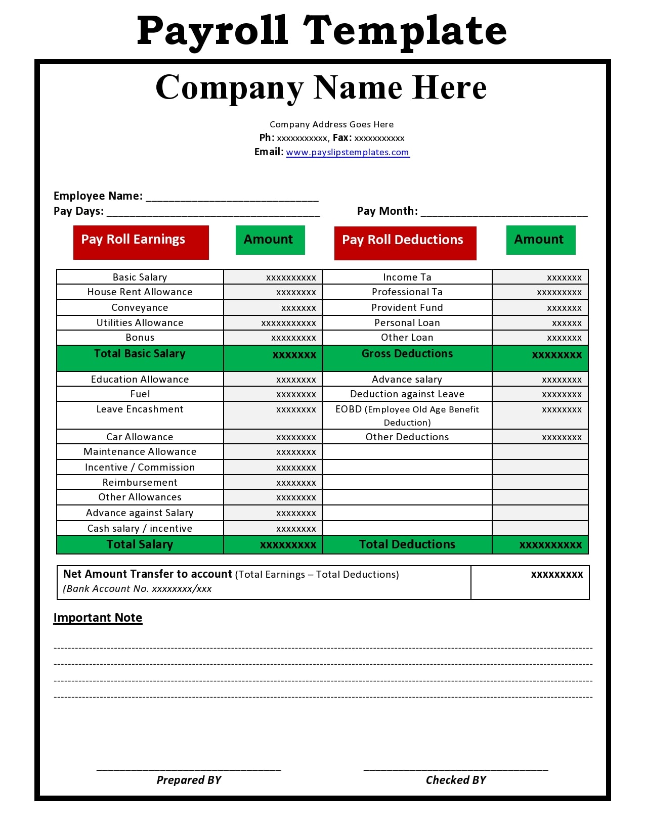 Pay Stub Template Word