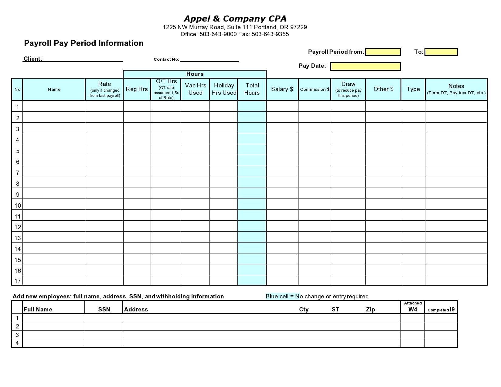 Payroll Sheet Template