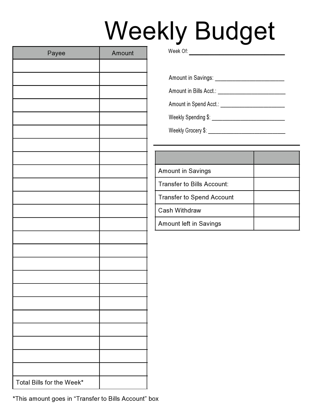 Paycheck Budget Template