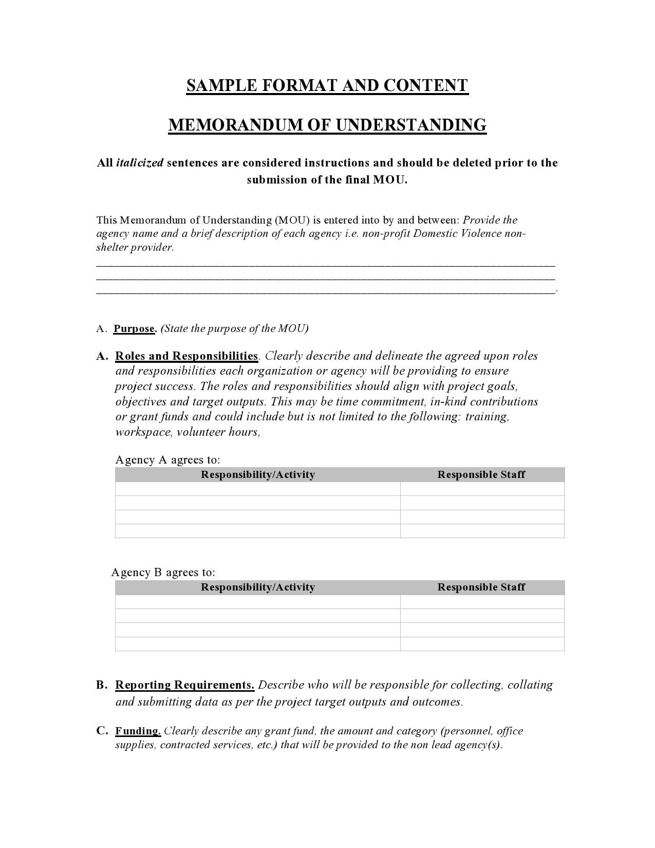 30 Free Memorandum of Understanding Templates [Word]