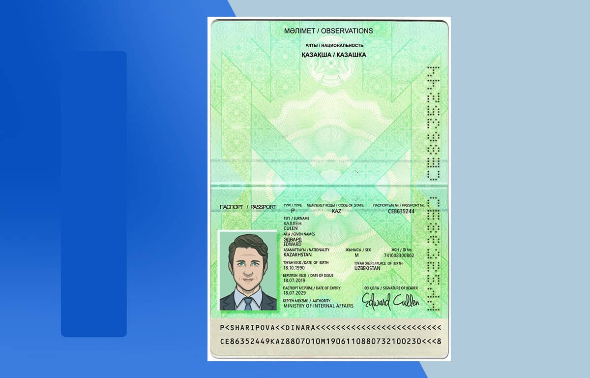 Kazakhstan Passport PSD Template Download File