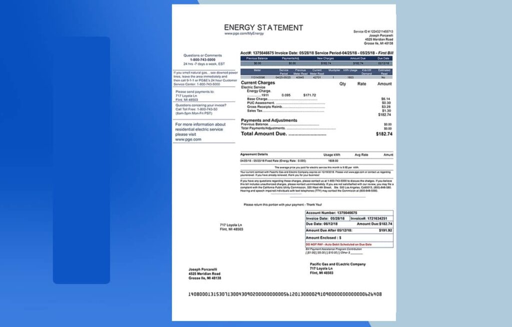 Michigan Utility Bill PSD Template USA Proof of address