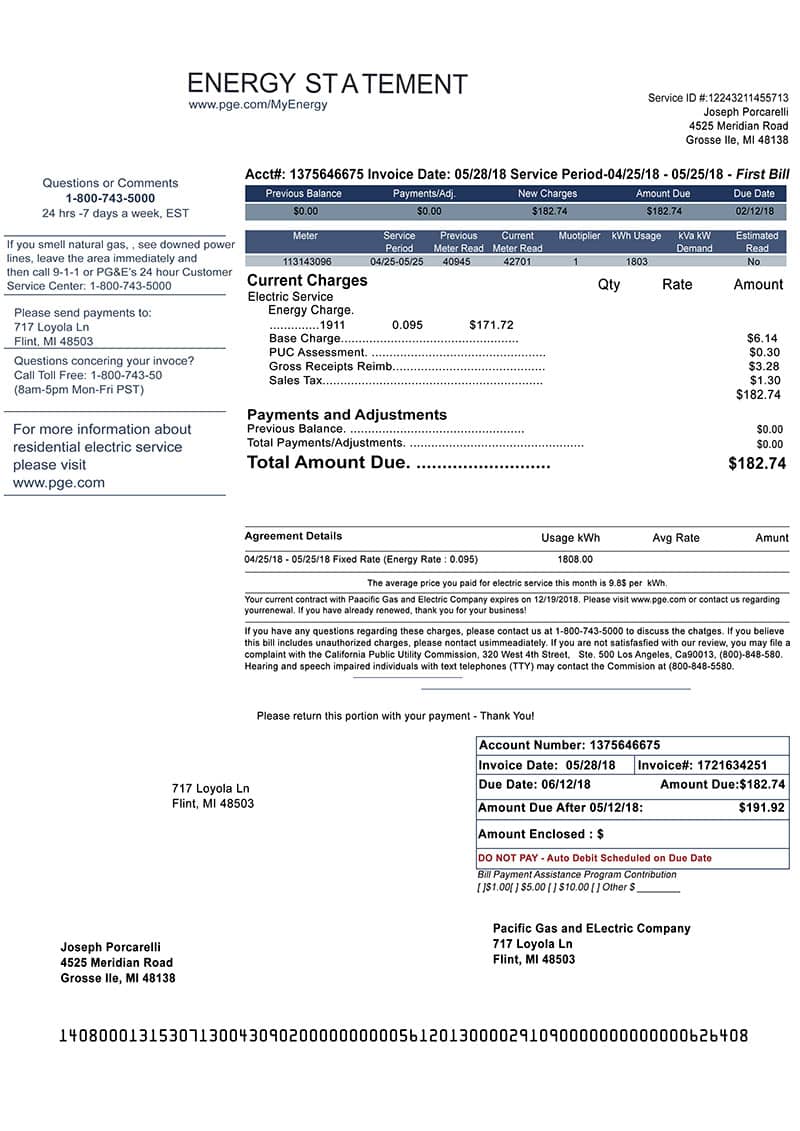 Michigan Utility Bill PSD Template USA Proof of address