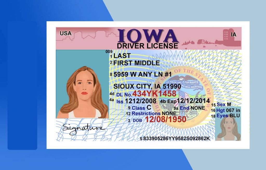 Iowa Drivers License PSD Template Download File