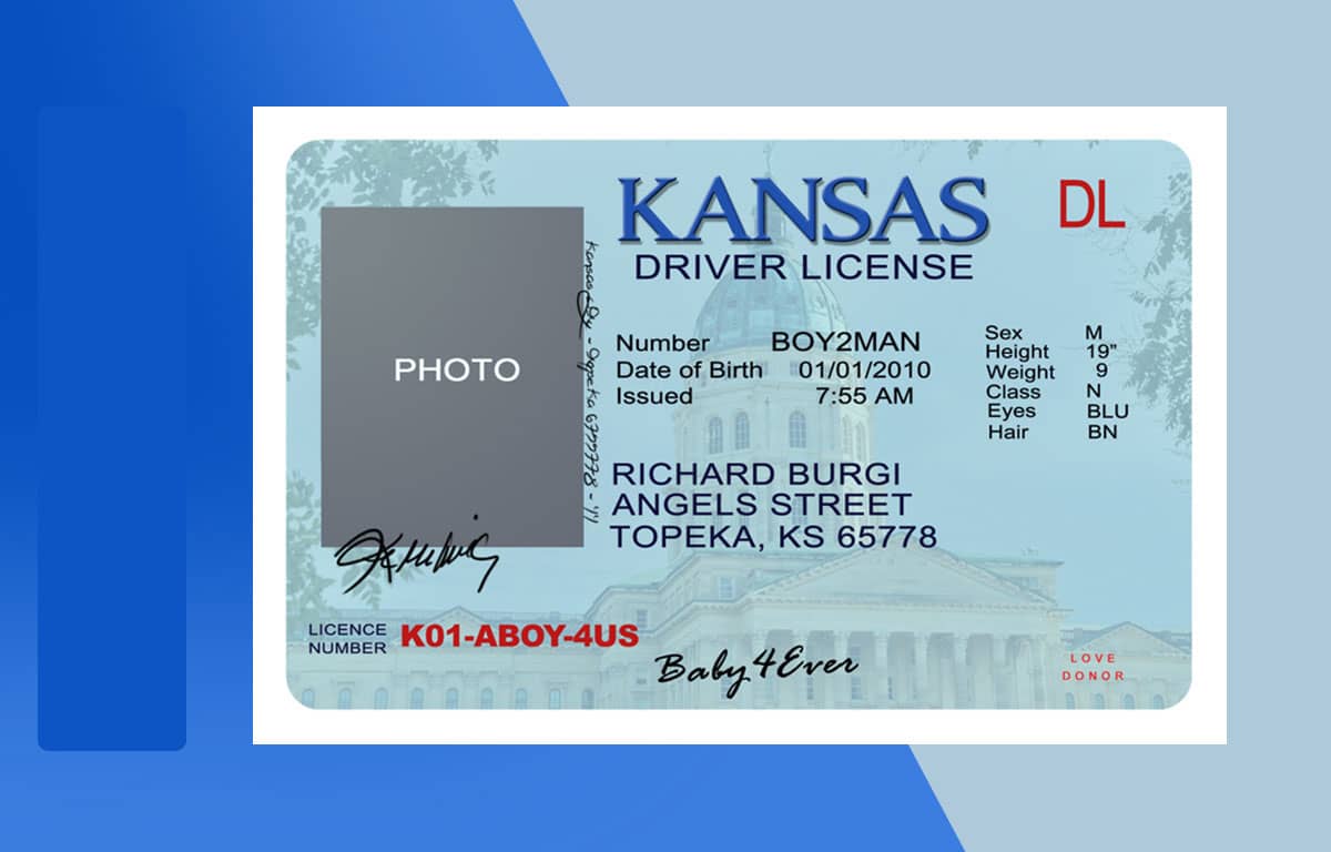 Kansas Drivers License PSD Template Download File