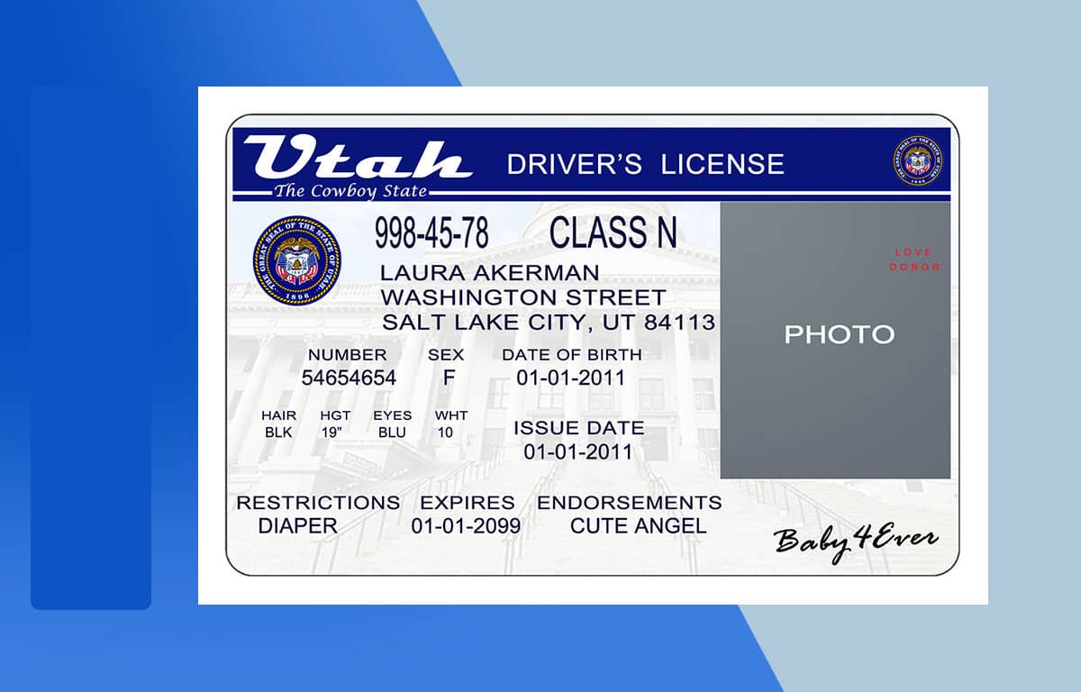 Utah Drivers License PSD Template (V2) Download File