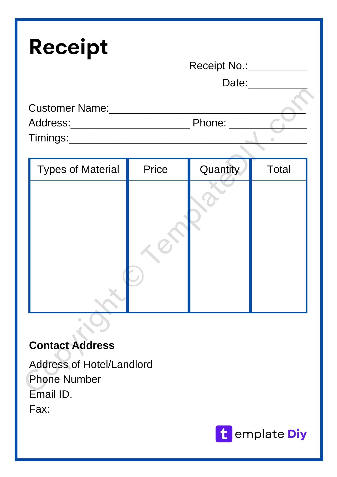 Vacation Rental Receipt Printable Template [Pdf & Word]