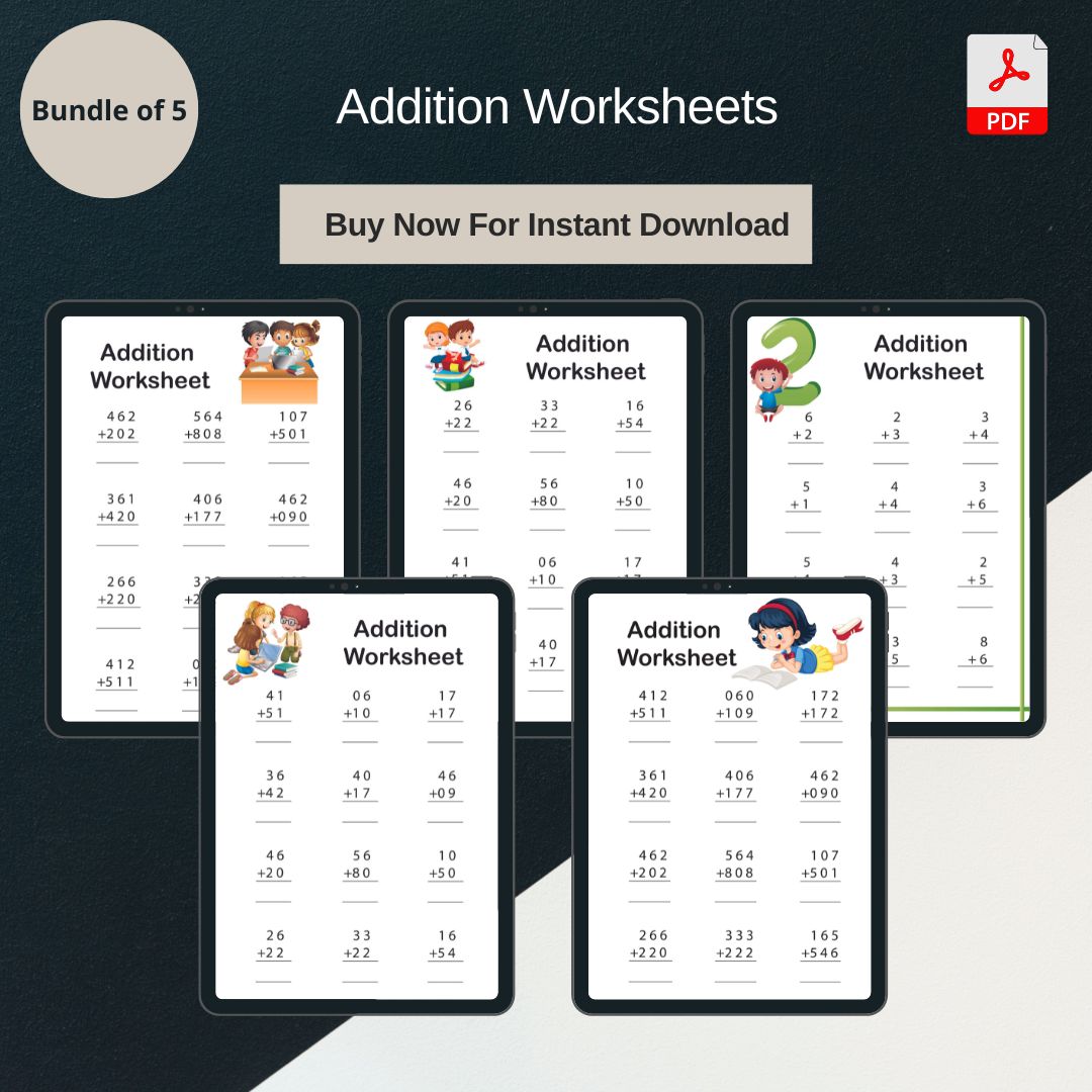 Addition Worksheets Template Blank Printable PDF, Word