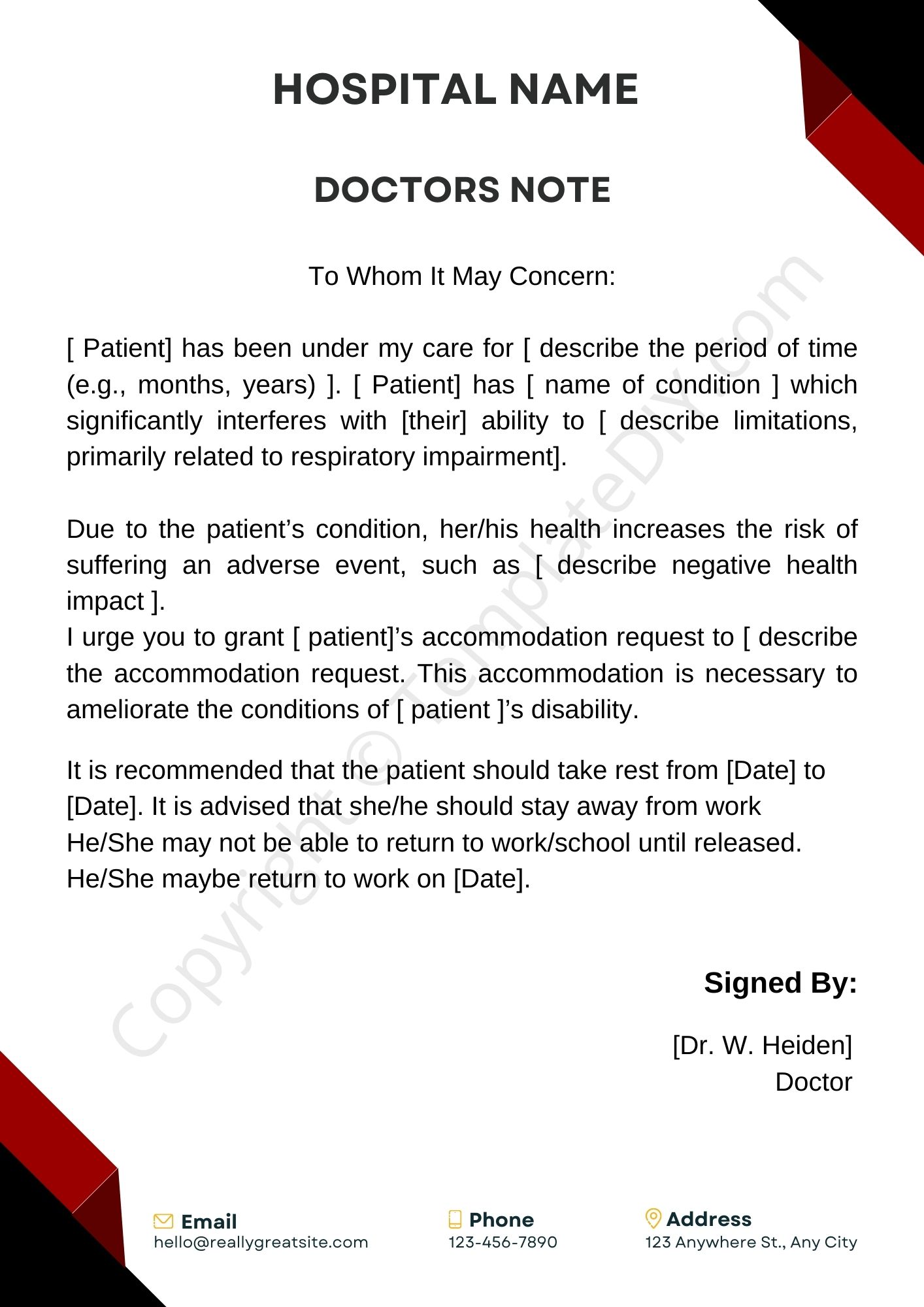Doctors Note For Work Absence Template Printable Pdf, Word