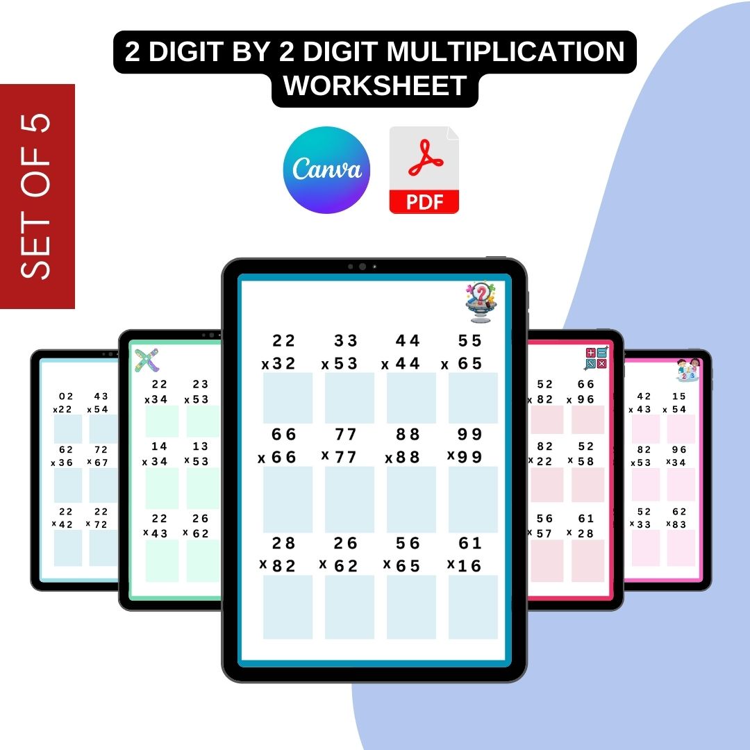 2 Digit by 2 Digit Multiplication Worksheets Template PDF