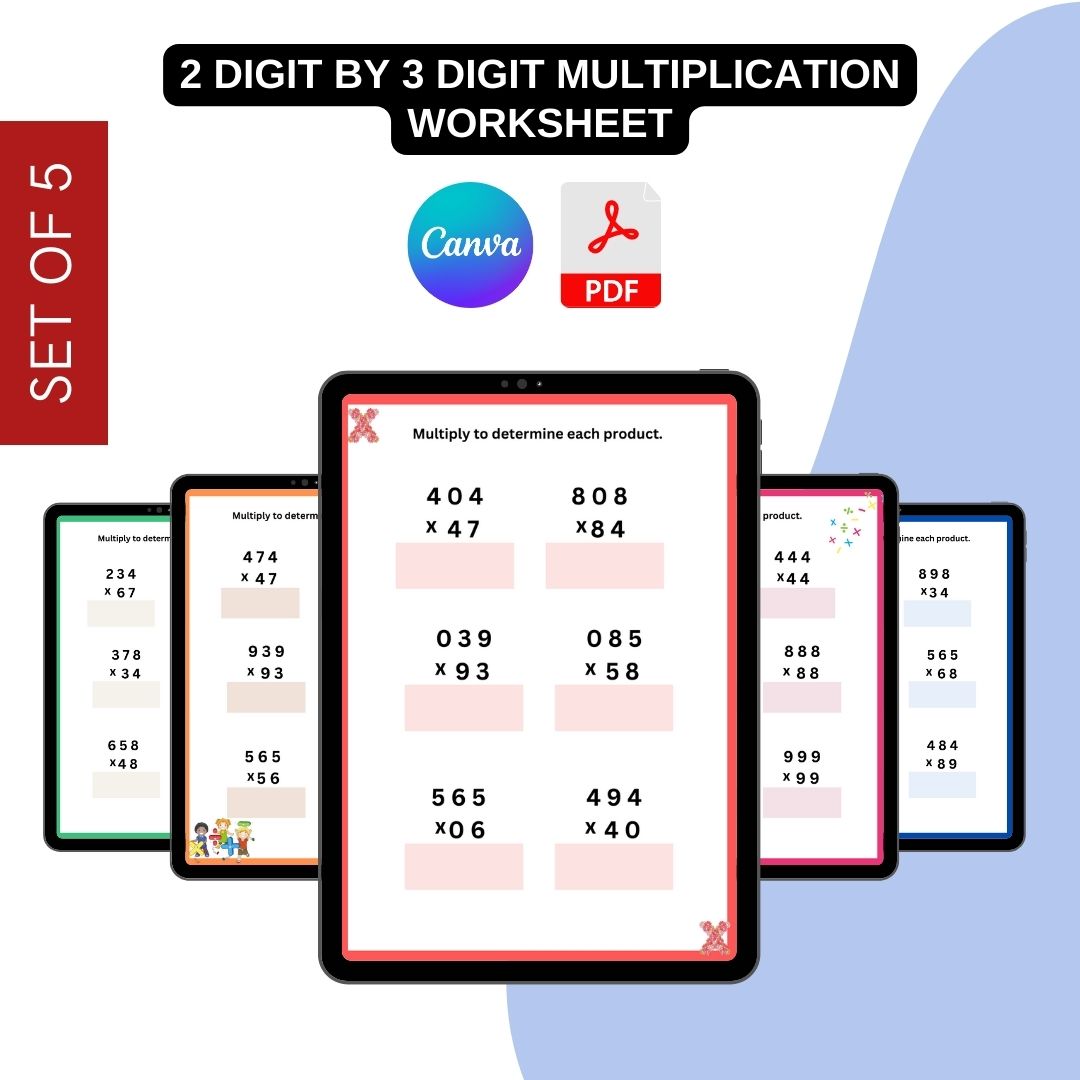 2 Digit by 3 Digit Multiplication Worksheet Template Word