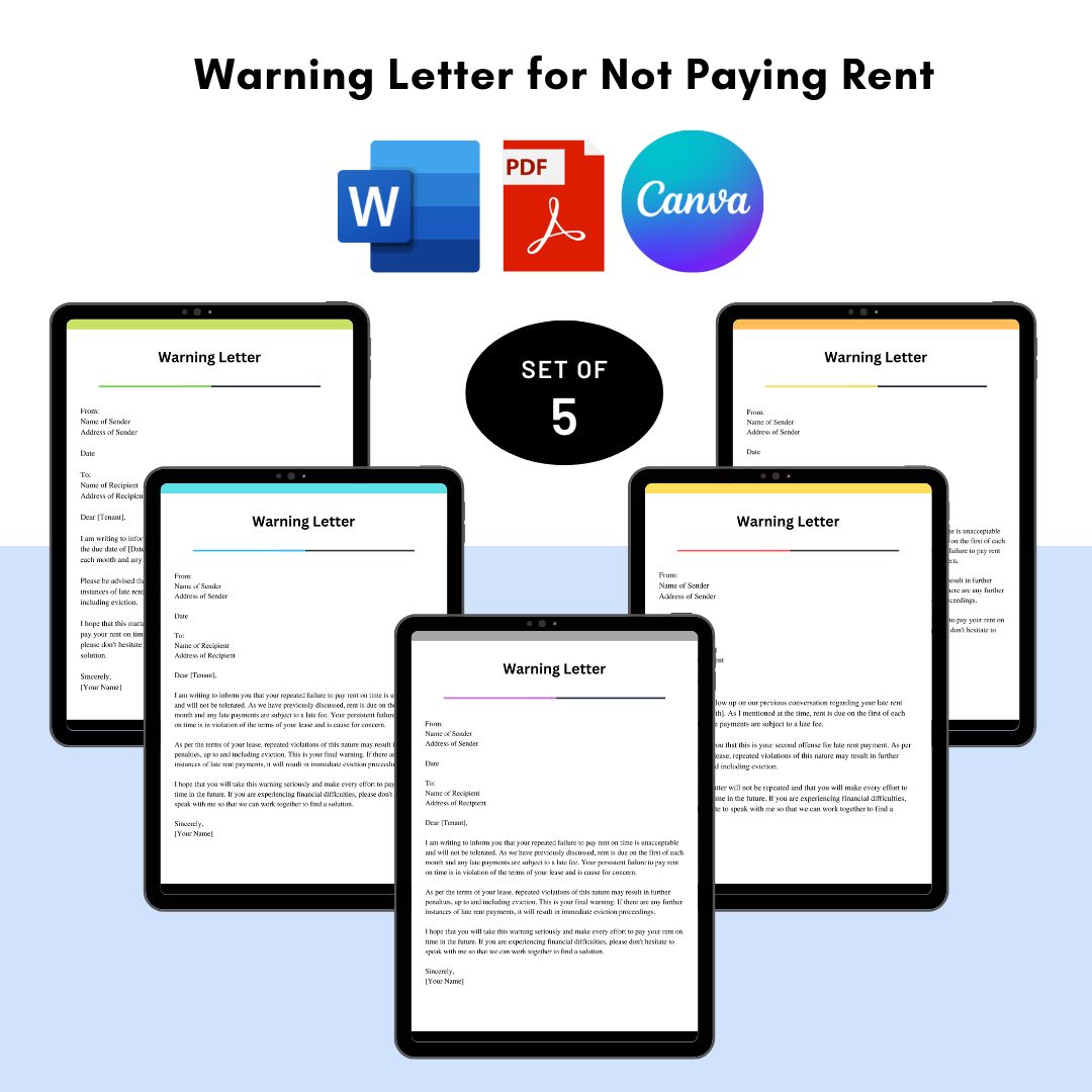 Warning Letter for Not Paying Rent Sample with Examples